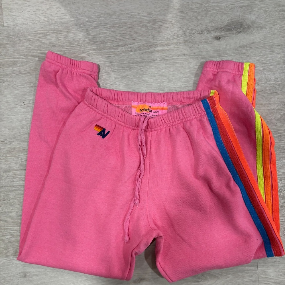 Pink Aviator Nation Joggers with Stripes - Picture 4 of 9